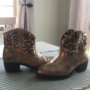 Deborah Studded gold Frye Boots.
